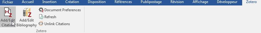 Citation dans Zotero