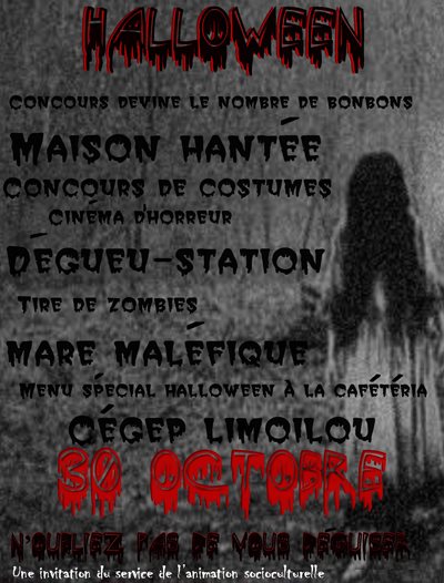 Affiche activités d'Halloween au campus de Québec