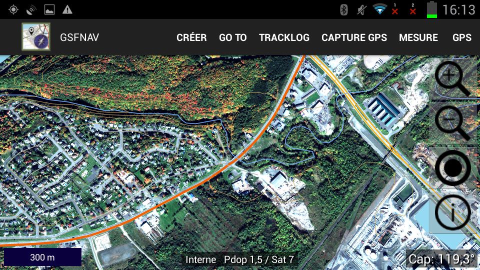 Carte utilisée dans l’application mobile pour Android, GSFNAV