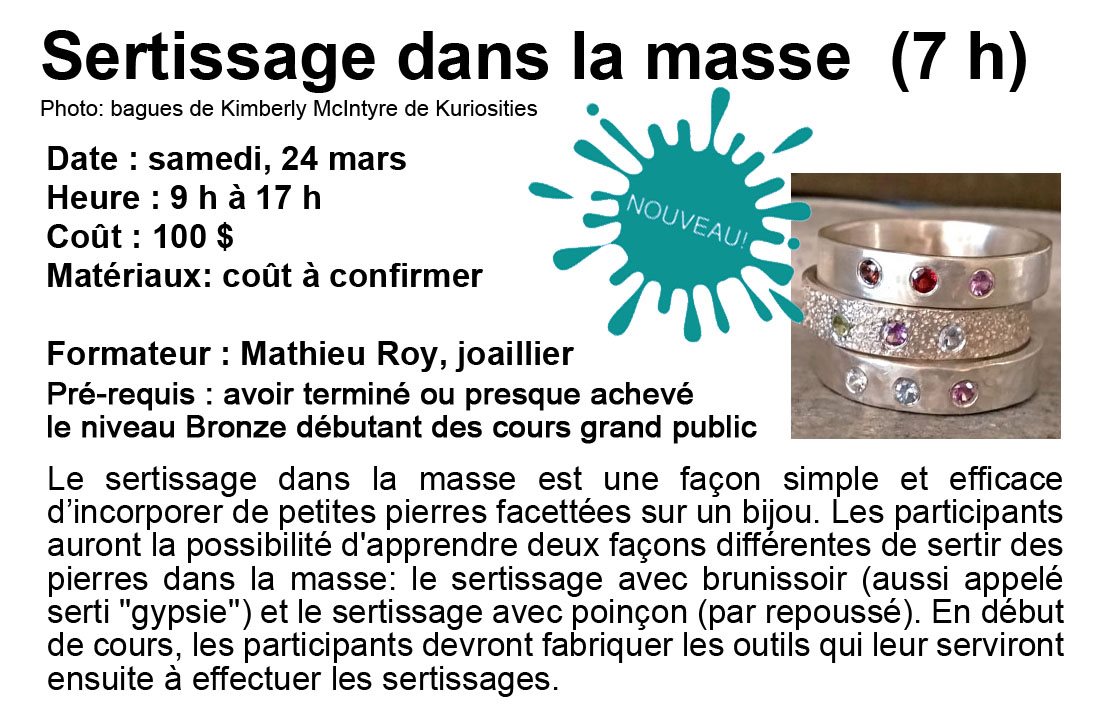 Sertissage dans la masse (7 h)