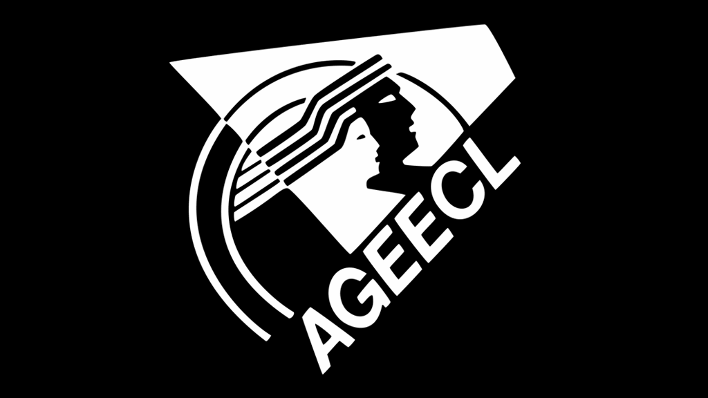 Logo blanc de l'AGEECL sur fond noir