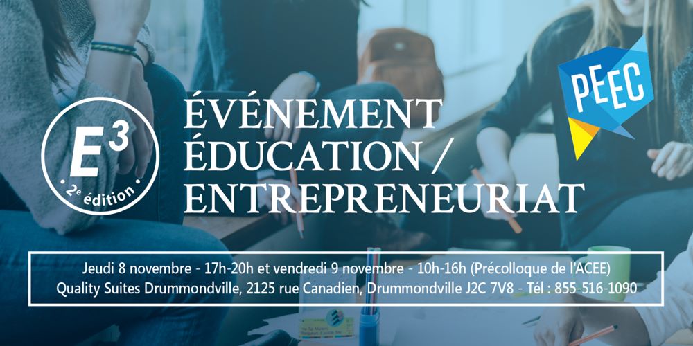 Visuel Événement Éducation Entrepreneuriat Jeudi 8 novembre 17 h à 20 h