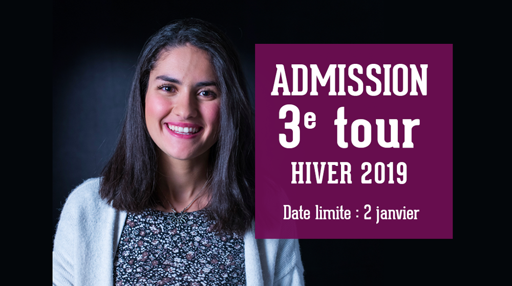 Admission hiver Date limite : 2 janvier