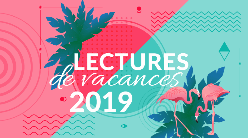 Lectures de vacances 2019, fond estival, feuillage et flamants roses