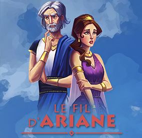 Le fil d'Ariane - Illustration d'un vieil homme et d'une jeune femme à la mode de la Grèce ancienne