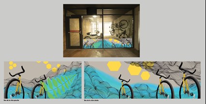 Propositions de visuels d'aménagement extérieur pour l'enclos à vélo et du mobilier de terrasse