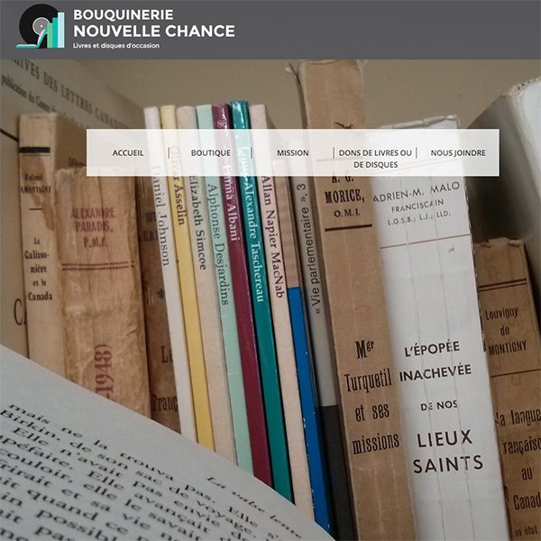 Capture-écran site Web Bouquinerie Nouvelle Chance