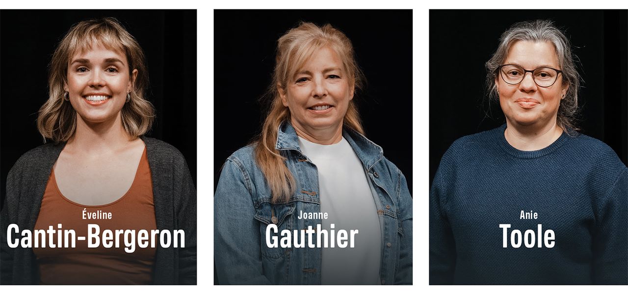 Éveline Cantin-Bergeron, créatrice textile; Joanne Gauthier, céramiste; Anie Toole, créatrice textile. 