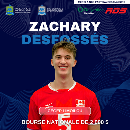 Zachary Desfossés Cégep Limoilou bourse nationale de 2 000$