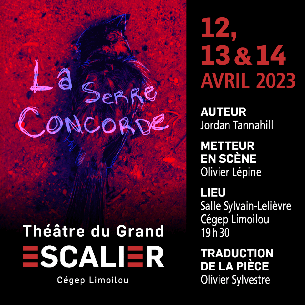 Affiche de la pièce La serre Concorde du théâtre du Grand escalier